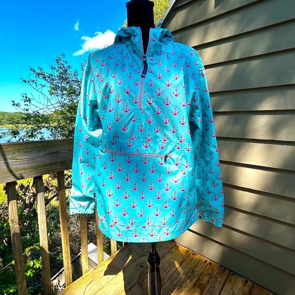 Charles River Apparel Jackets & Blazers - Hooded Charles River Chatham Anorak - Anchor Print - M